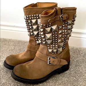 Ash studded suede biker boots